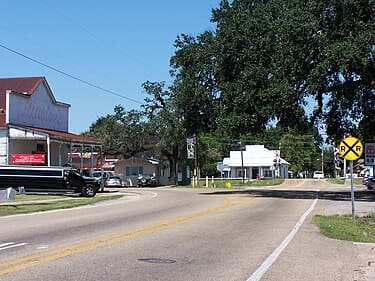 A quiet street in a small town.